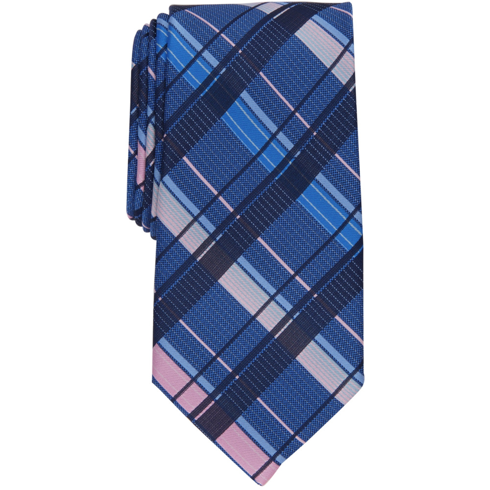 Perry Ellis Men Macomber Classic Plaid Tie Navy